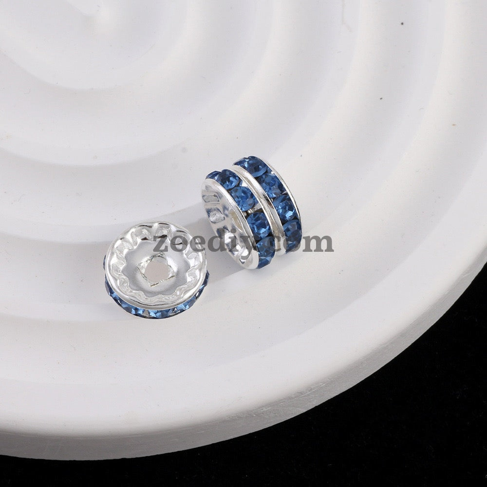 FS0077-12MM Metal Circle Spacers with Rhinestones in Solid Colors