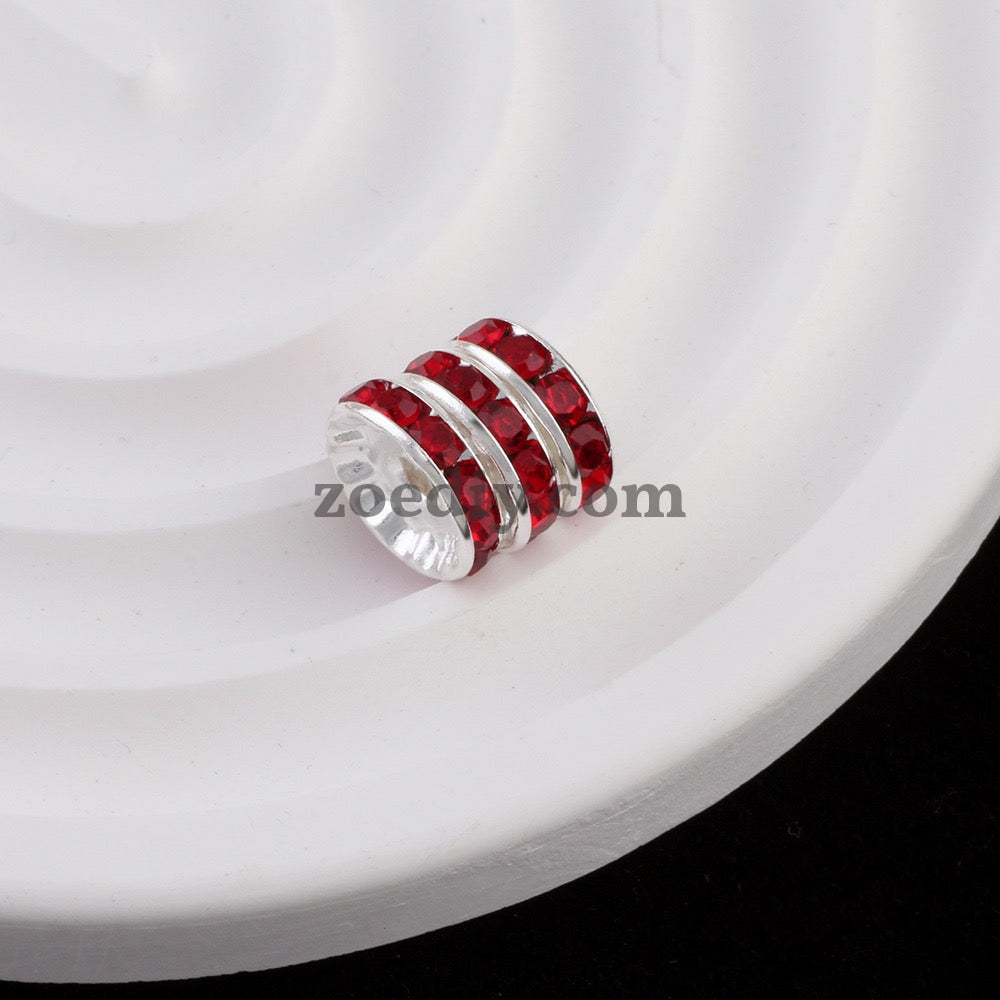 FS0077-12MM Metal Circle Spacers with Rhinestones in Solid Colors