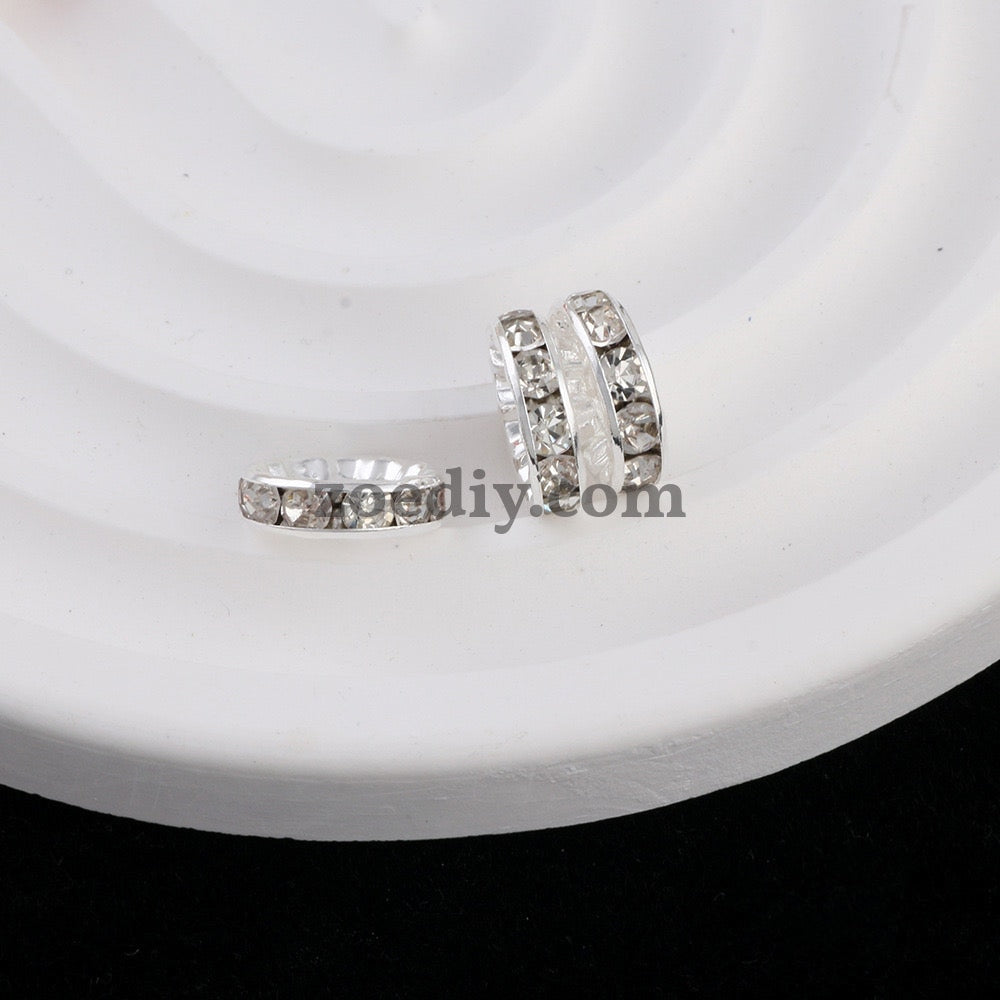 FS0077-12MM Metal Circle Spacers with Rhinestones in Solid Colors