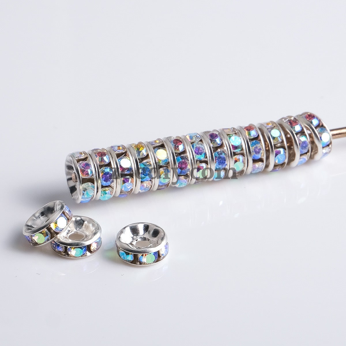 FS0077-12MM Metal Circle Spacers with Rhinestones in Solid Colors