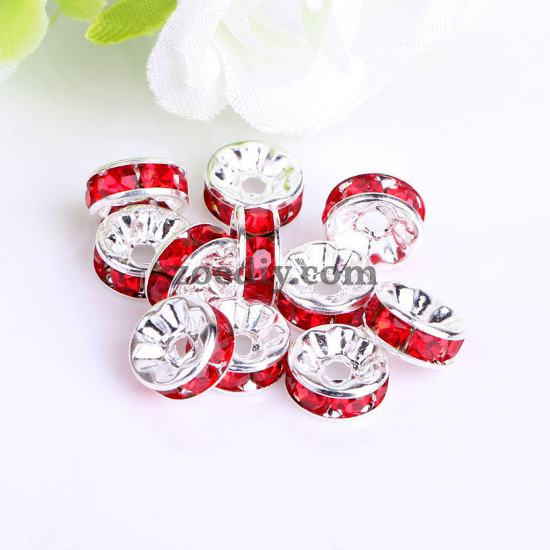 FS0078-10MM Metal Circle Spacers with Rhinestones in Solid Colors