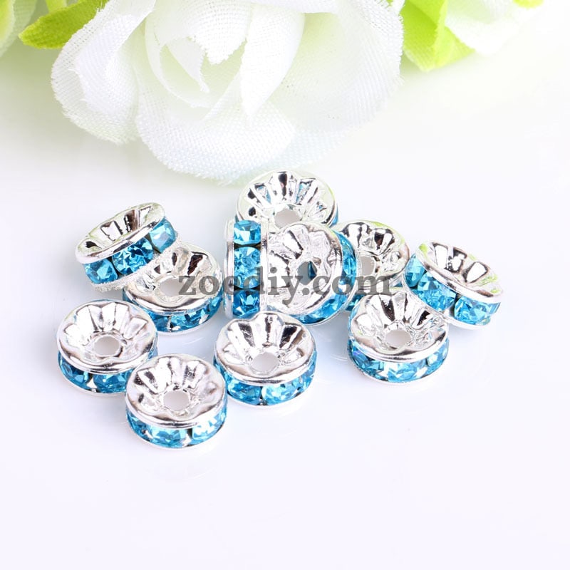 FS0078-10MM Metal Circle Spacers with Rhinestones in Solid Colors