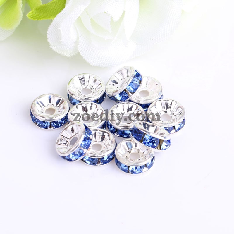 FS0078-10MM Metal Circle Spacers with Rhinestones in Solid Colors