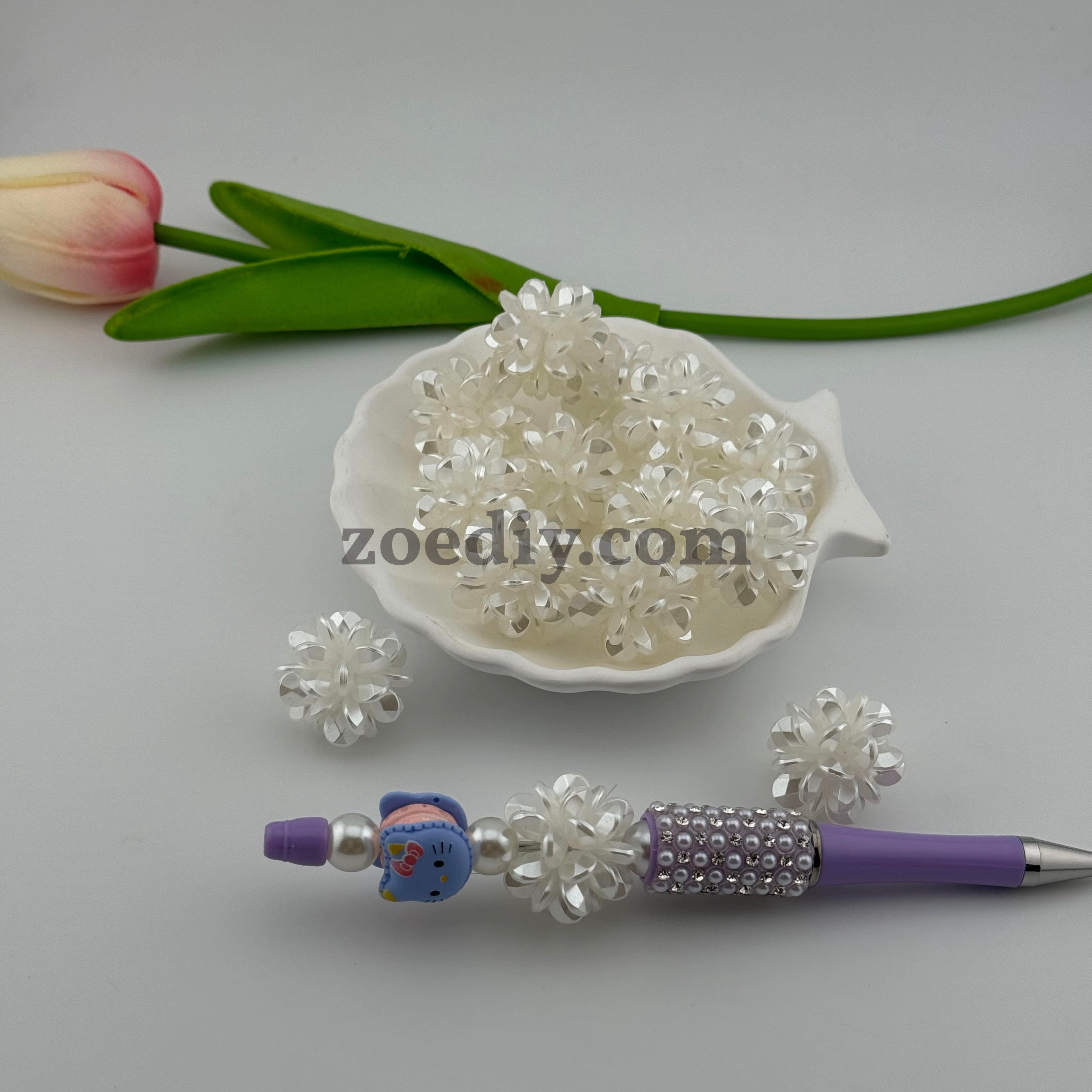 FS0320- 22MM 3D Pearl  Flower Ball Beads Fit For Beadable Pens