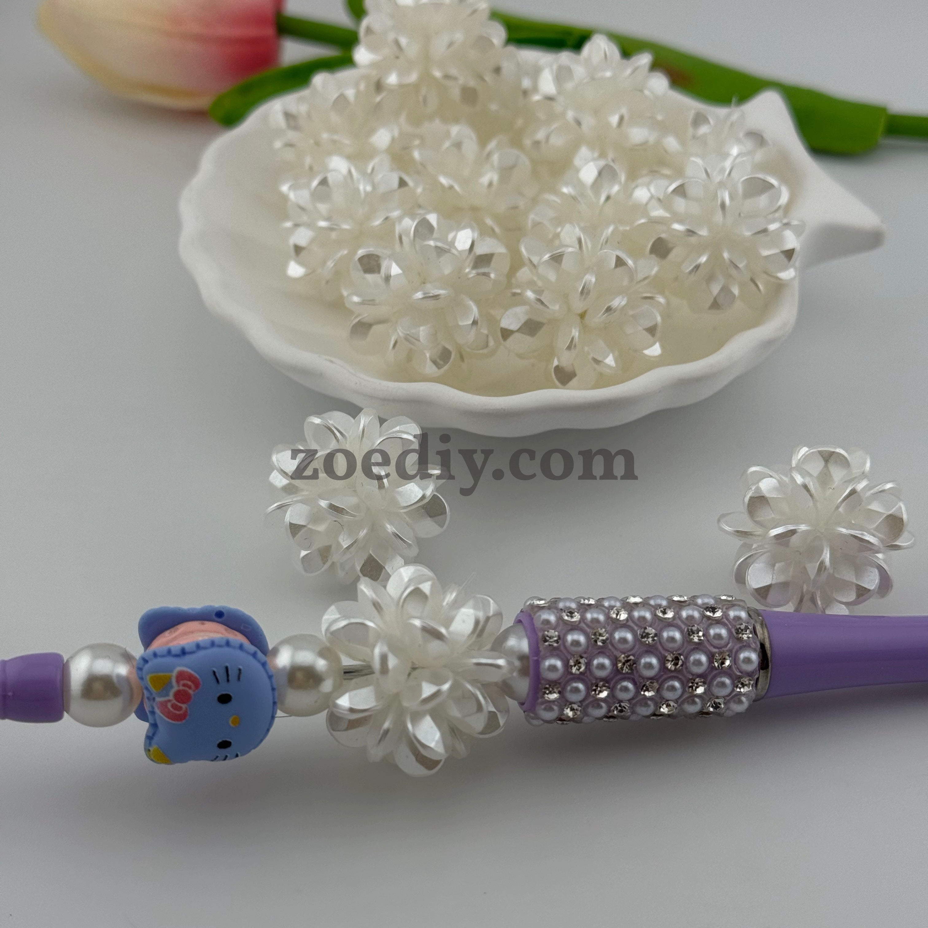 FS0320- 22MM 3D Pearl  Flower Ball Beads Fit For Beadable Pens