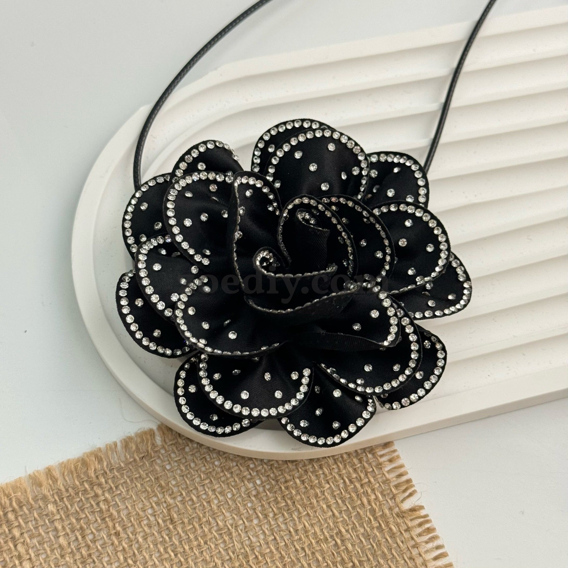 FS1522-3D Diamond Fabric Rose Flower For Making Fancy Bead