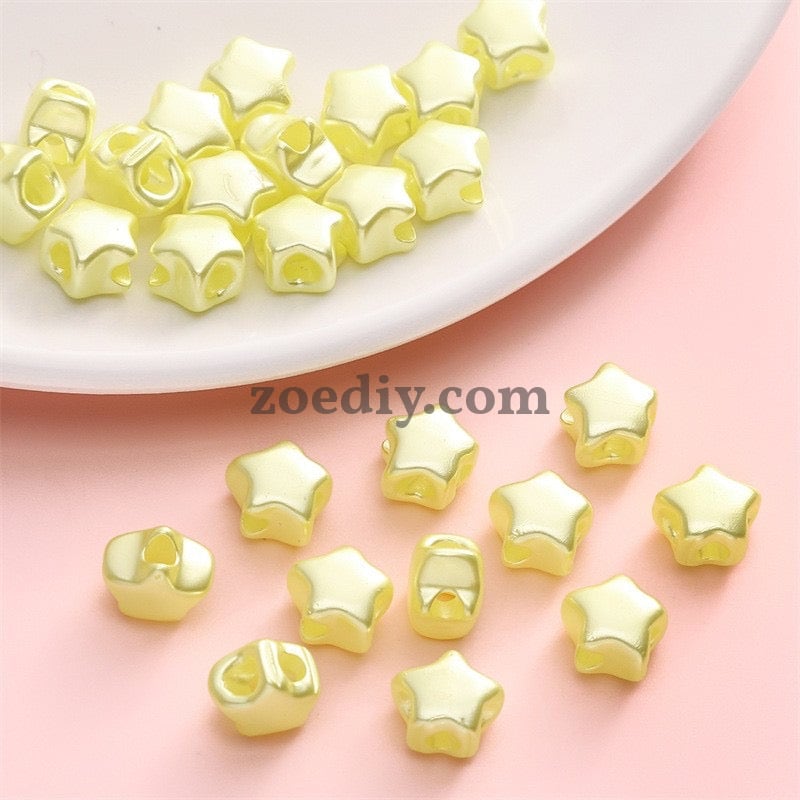 FS0085-9*8MM Size Mixed Colors Imitation Pearls Stars 4 Hole Beads Fit For Beadable Pens