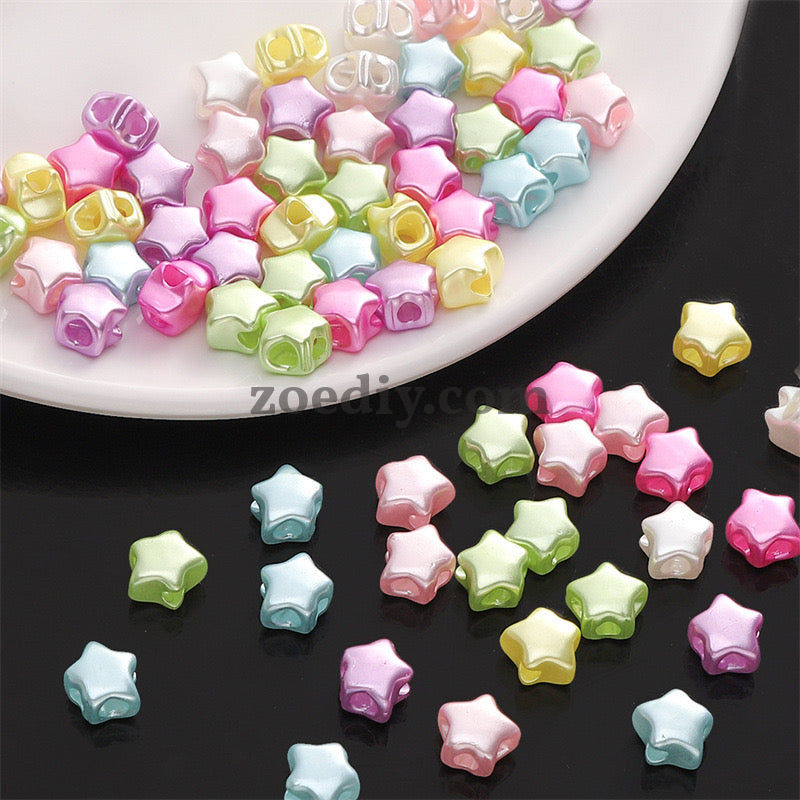 FS0085-9*8MM Size Mixed Colors Imitation Pearls Stars 4 Hole Beads Fit For Beadable Pens