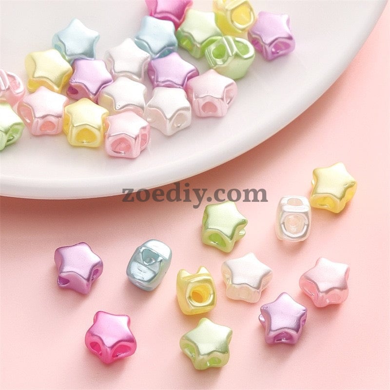 FS0085-9*8MM Size Mixed Colors Imitation Pearls Stars 4 Hole Beads Fit For Beadable Pens