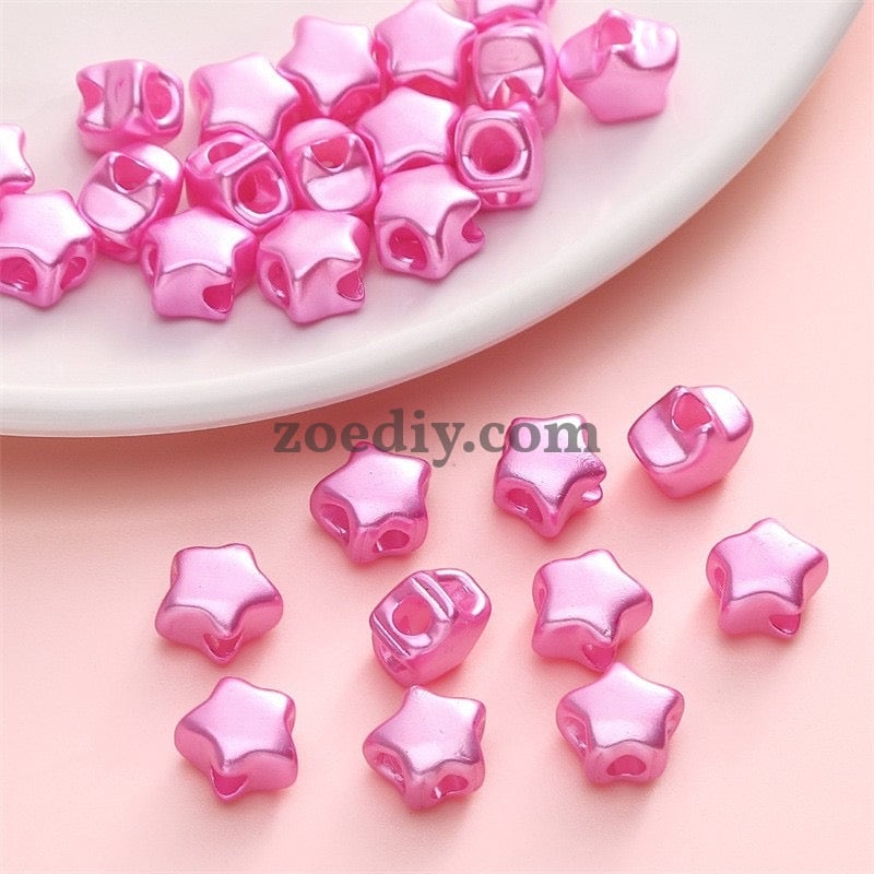 FS0085-9*8MM Size Mixed Colors Imitation Pearls Stars 4 Hole Beads Fit For Beadable Pens