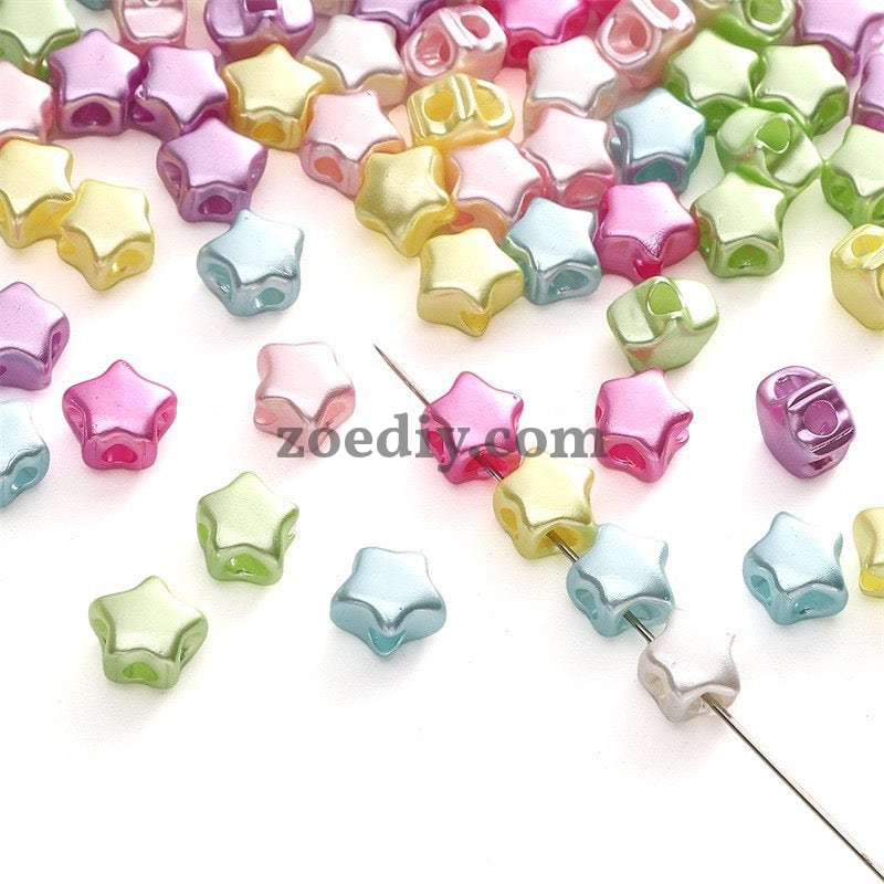 FS0085-9*8MM Size Mixed Colors Imitation Pearls Stars 4 Hole Beads Fit For Beadable Pens