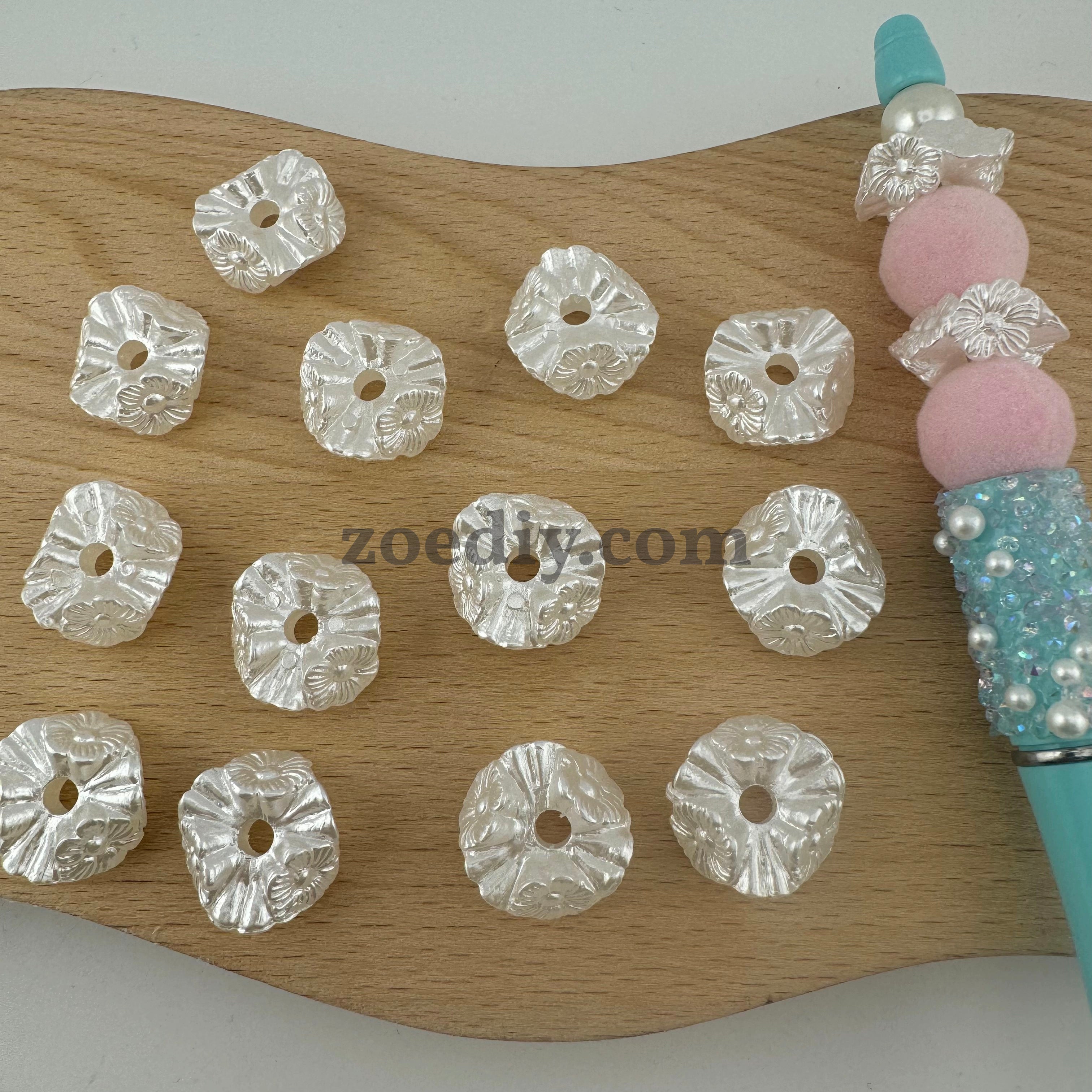 FS1558-20MM Size White Flower Imitation Pearls Beads Spacers Fit For Pens