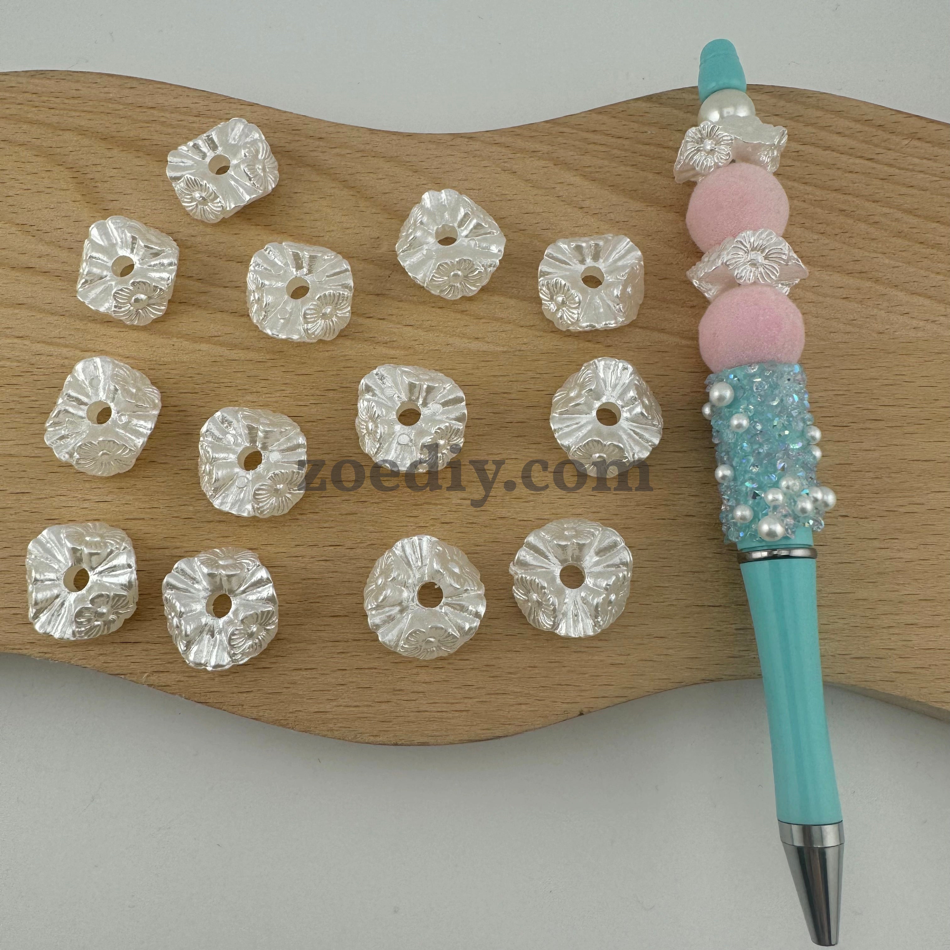 FS1558-20MM Size White Flower Imitation Pearls Beads Spacers Fit For Pens