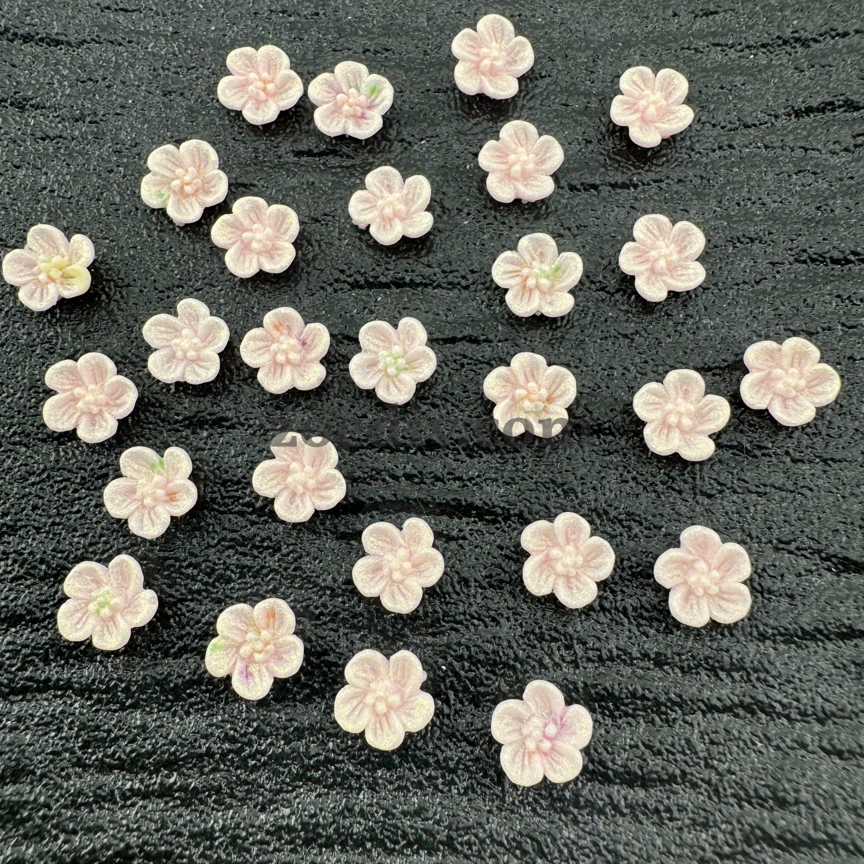 FS1035- 8MM Pink Glowing Glitter Cherry Blossoms Resin Accessories