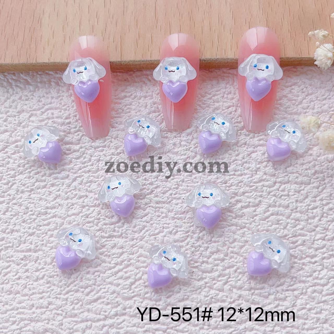 FS1039- 13MM Clear Cinnamoroll Heart Resin Nail Charms For Making Fancy Bead Or Fancy Charms