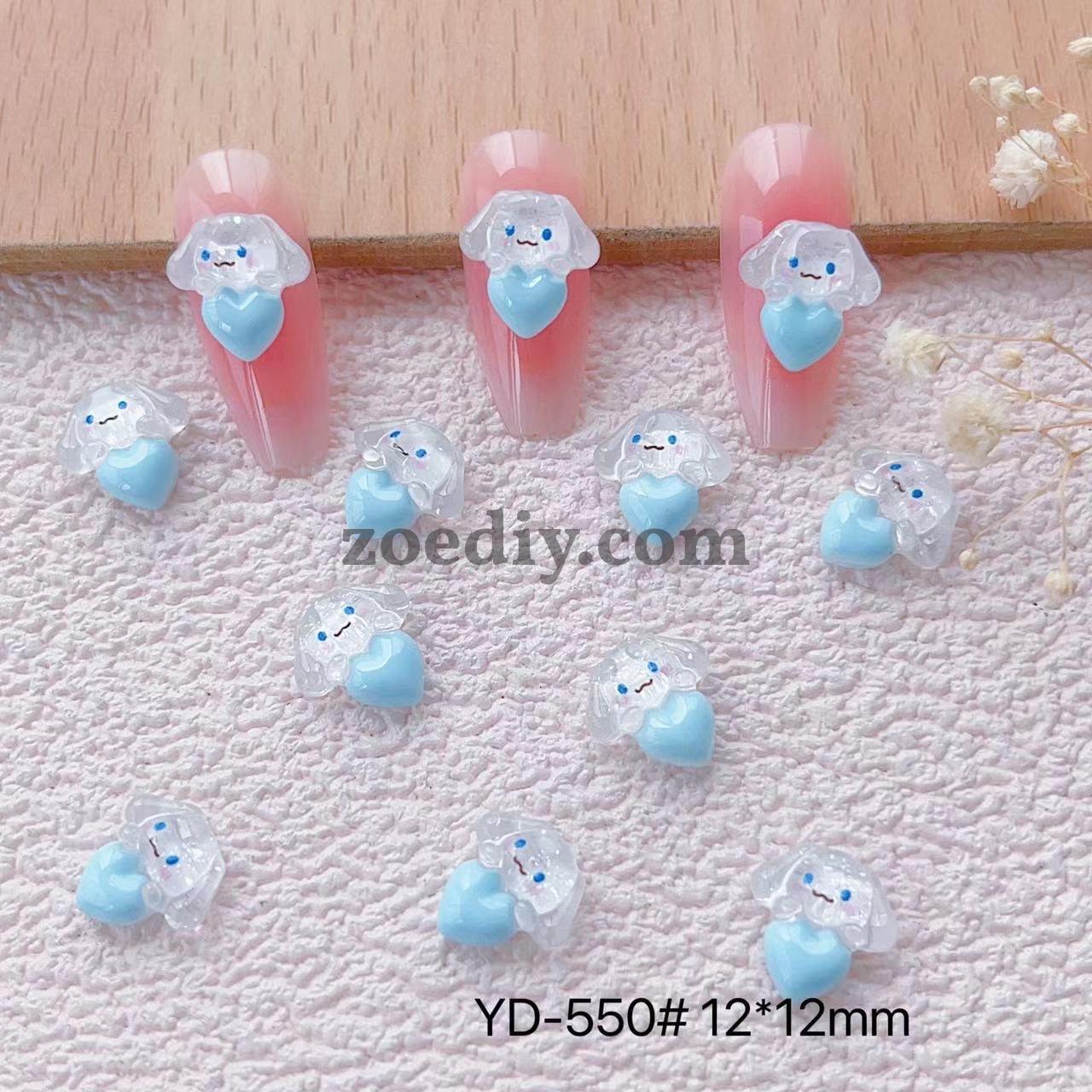 FS1039- 13MM Clear Cinnamoroll Heart Resin Nail Charms For Making Fancy Bead Or Fancy Charms