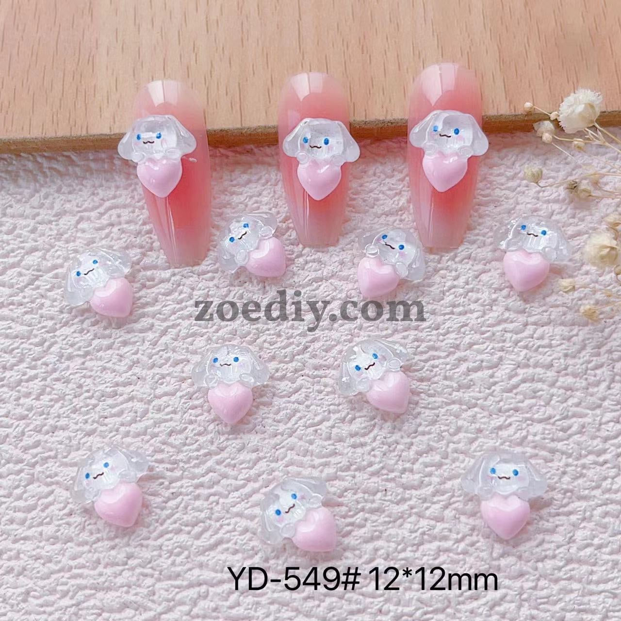 FS1039- 13MM Clear Cinnamoroll Heart Resin Nail Charms For Making Fancy Bead Or Fancy Charms