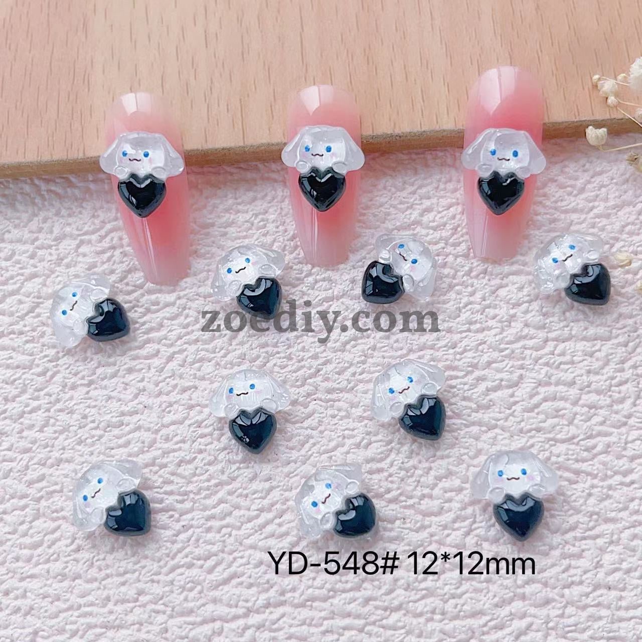 FS1039- 13MM Clear Cinnamoroll Heart Resin Nail Charms For Making Fancy Bead Or Fancy Charms