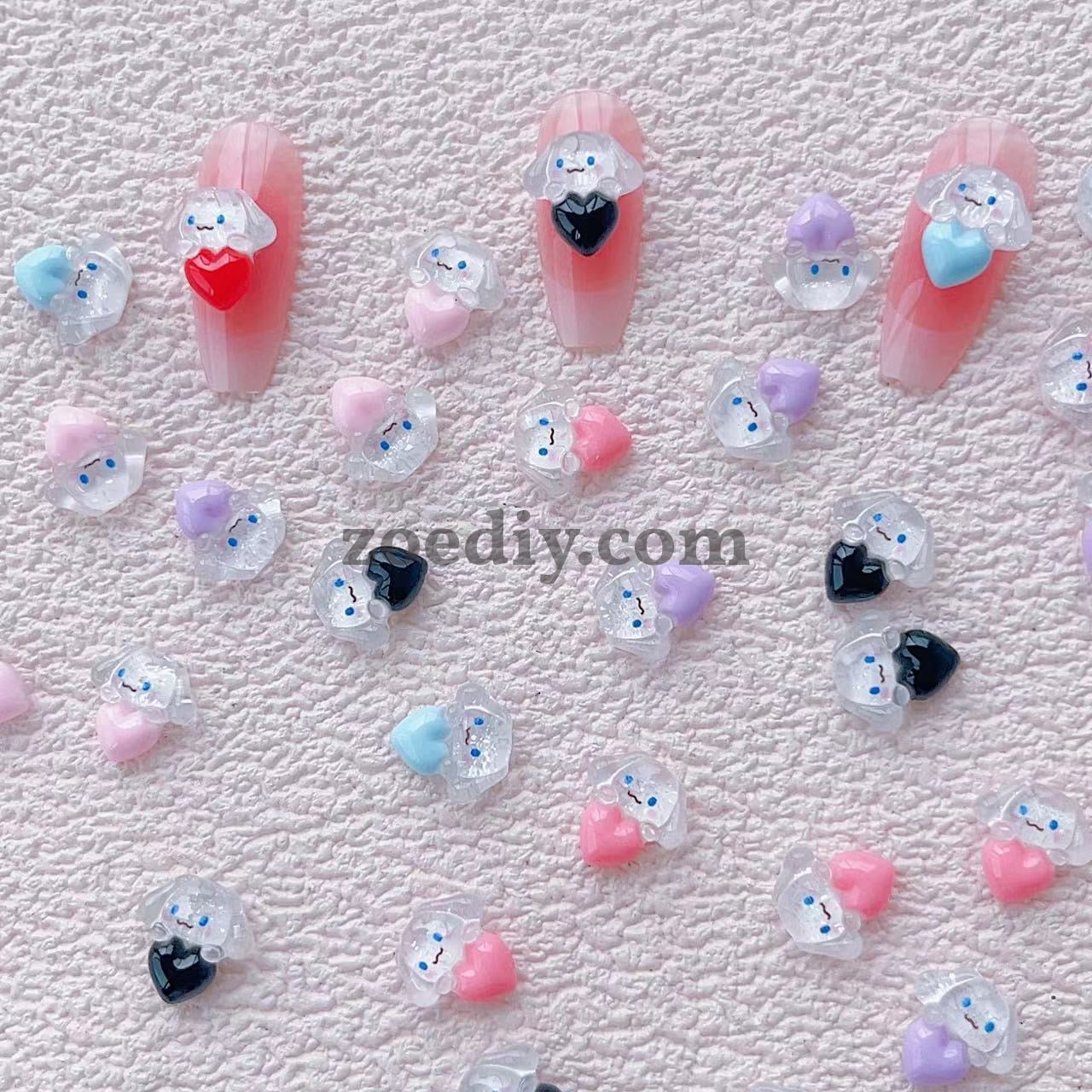 FS1039- 13MM Clear Cinnamoroll Heart Resin Nail Charms For Making Fancy Bead Or Fancy Charms