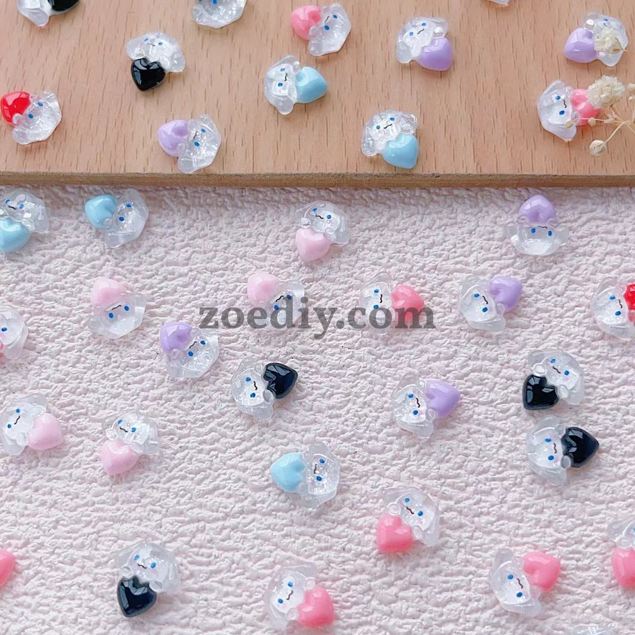 FS1039- 13MM Clear Cinnamoroll Heart Resin Nail Charms For Making Fancy Bead Or Fancy Charms