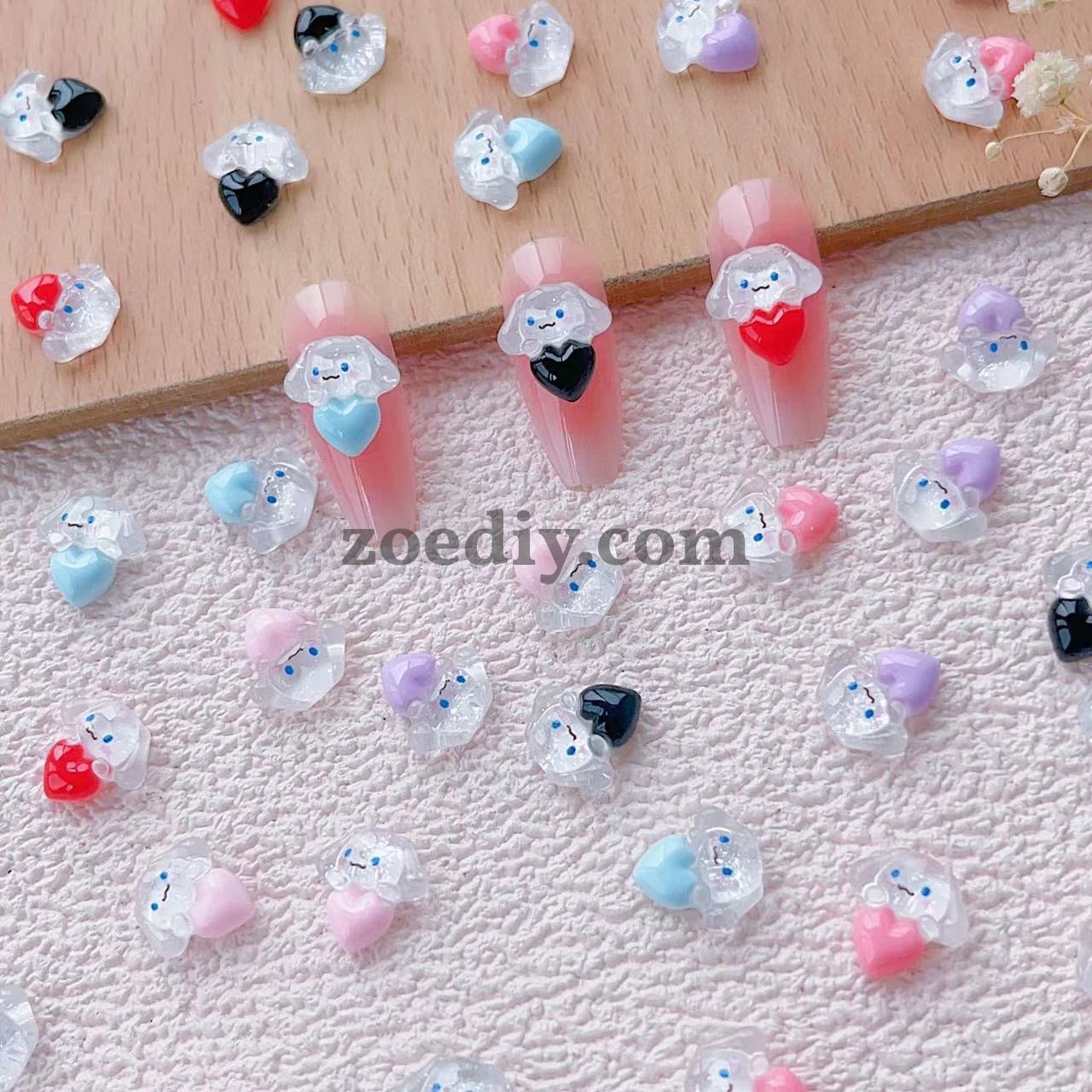 FS1039- 13MM Clear Cinnamoroll Heart Resin Nail Charms For Making Fancy Bead Or Fancy Charms