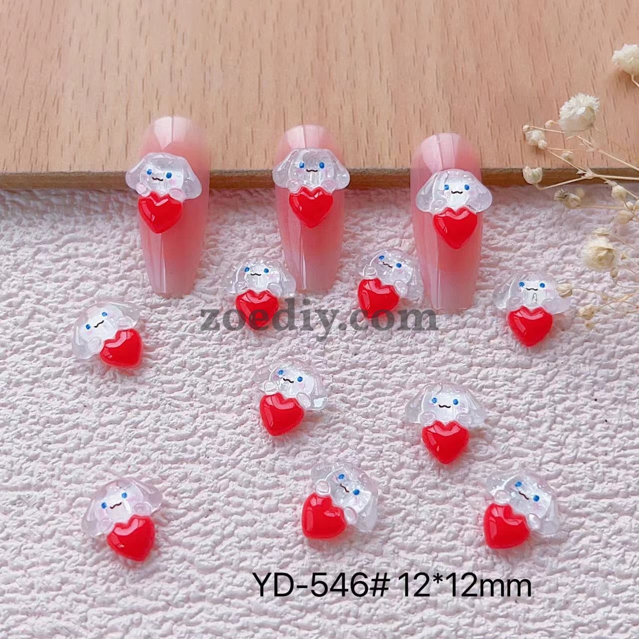 FS1039- 13MM Clear Cinnamoroll Heart Resin Nail Charms For Making Fancy Bead Or Fancy Charms