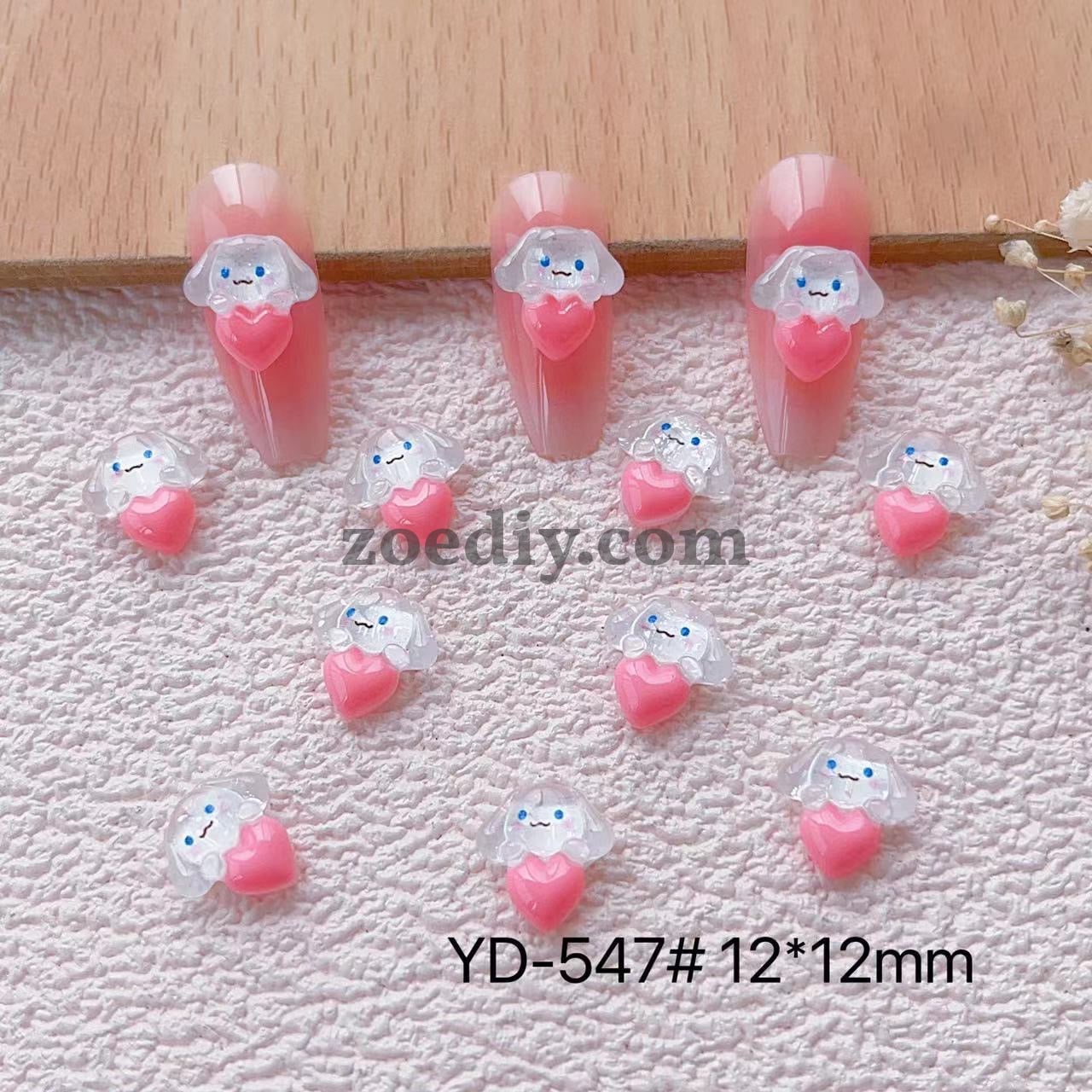 FS1039- 13MM Clear Cinnamoroll Heart Resin Nail Charms For Making Fancy Bead Or Fancy Charms