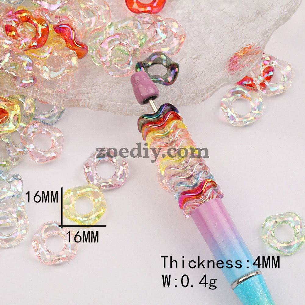 FS1108-16MM Mixed Color WavyPlastic Spacer Fit For Beadspen Beads