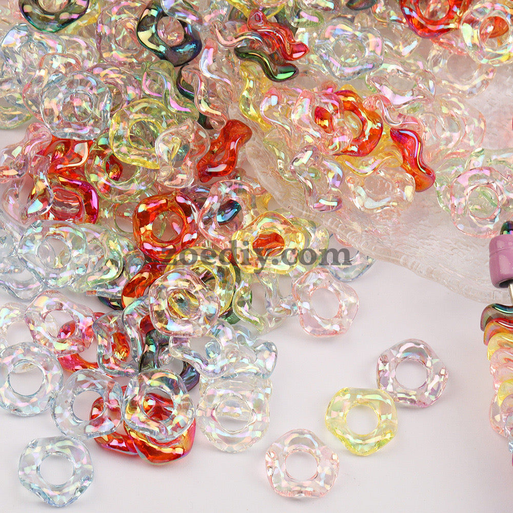 FS1108-16MM Mixed Color WavyPlastic Spacer Fit For Beadspen Beads