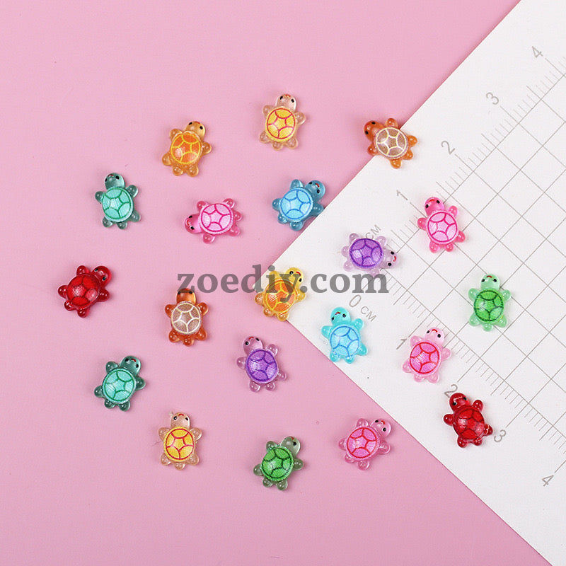 FS1585-11MM Size Luminous Turtle Nail Resin Charms For Making Fancy Pen Or Fancy Bead