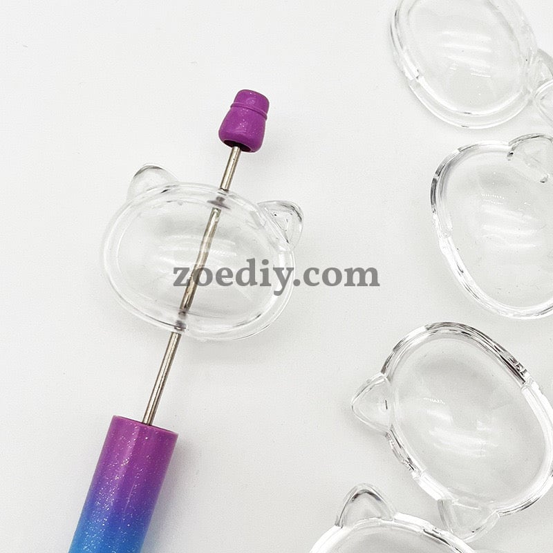 FS0872-35*28MM Cat Head Clear Box Shaker Acrylic Beads Fit For Beadable Pens