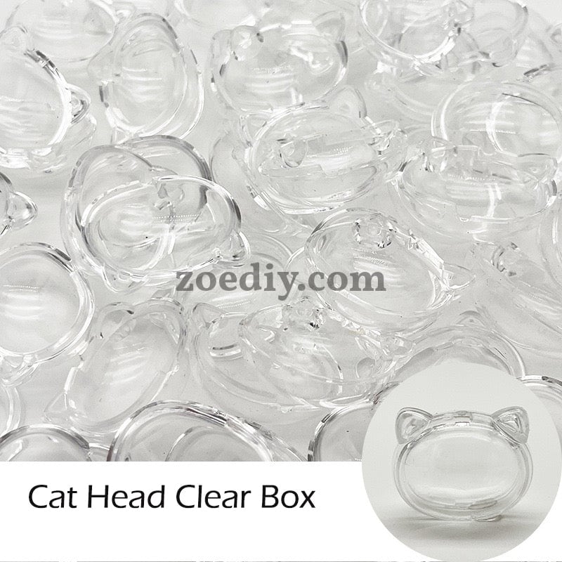 FS0872-35*28MM Cat Head Clear Box Shaker Acrylic Beads Fit For Beadable Pens