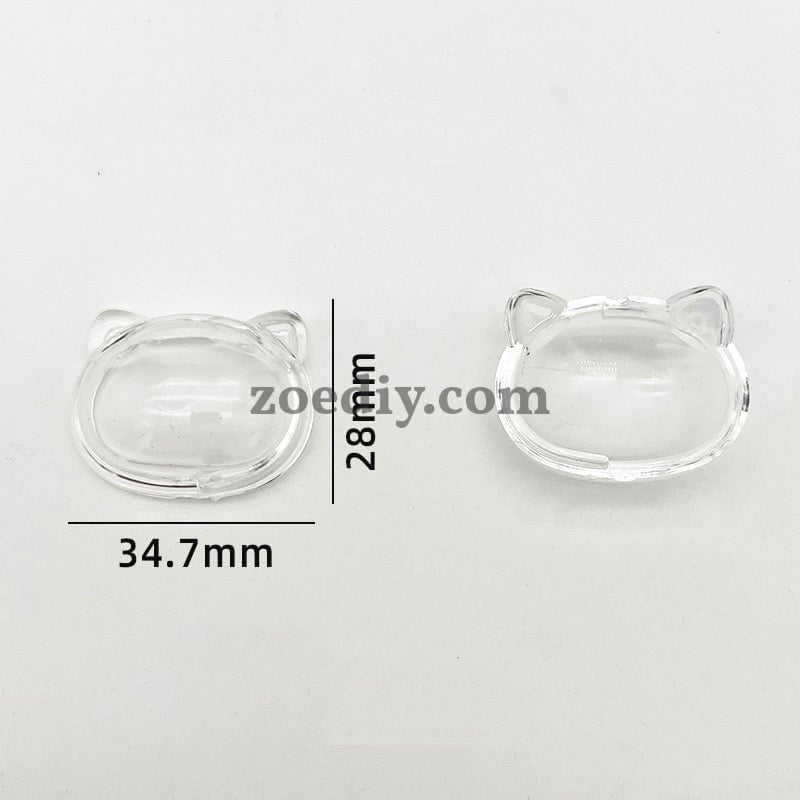 FS0872-35*28MM Cat Head Clear Box Shaker Acrylic Beads Fit For Beadable Pens