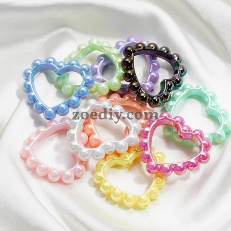 FS2389-39MM Mixed Color Solid Color Heart-shaped Acrylic Bead Frame Fit For Beadable Pens