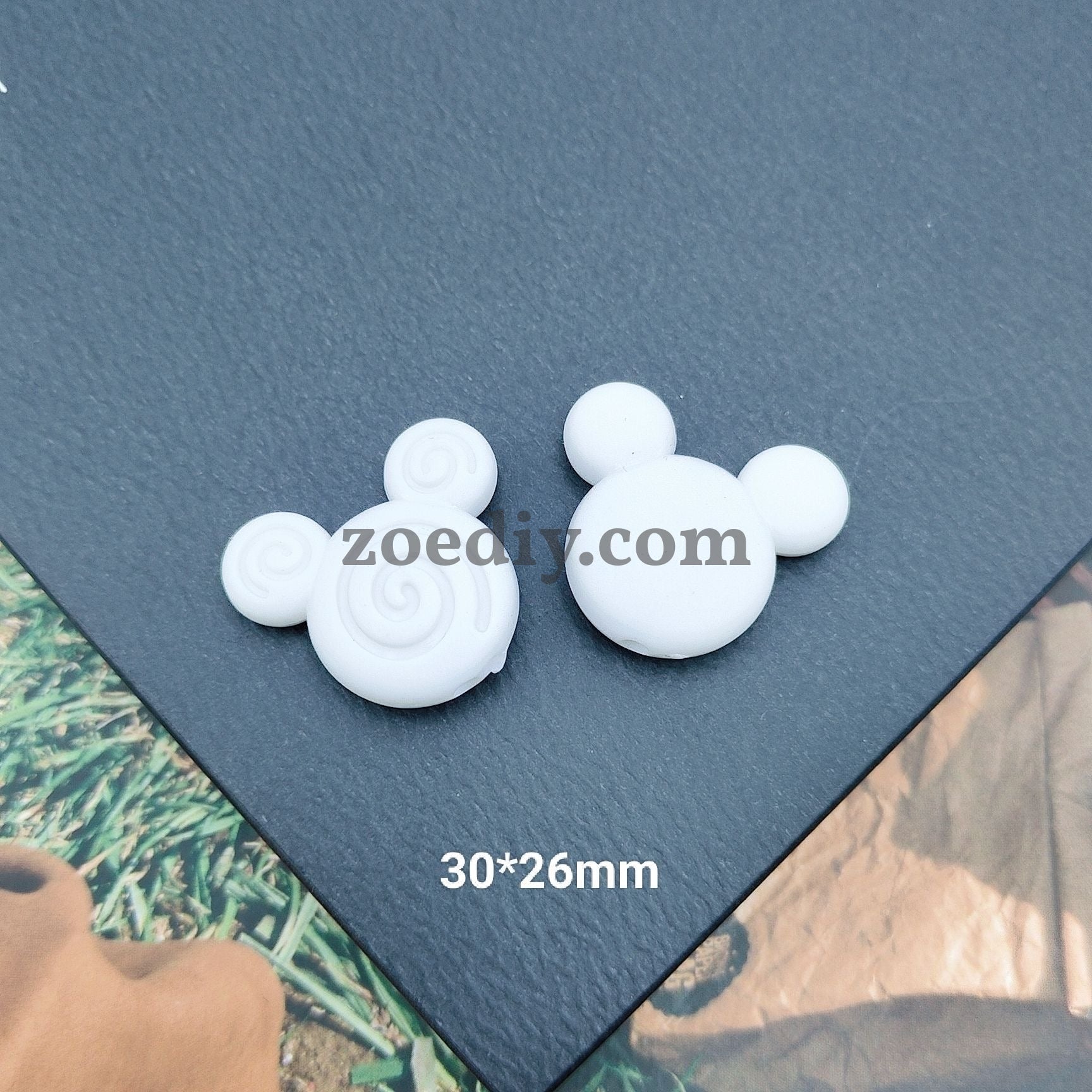 FS1589-30*26MM Solid White Mickey Head Painted Beads Fit For Beadable Pens