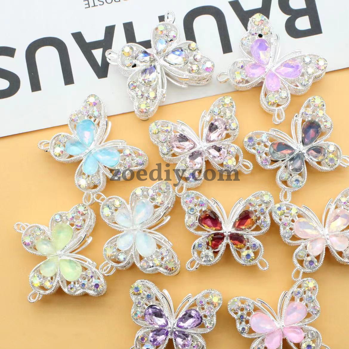 FS1627-Mocha Diamond Butterfly Metal Beads Fit For Beadable Pens