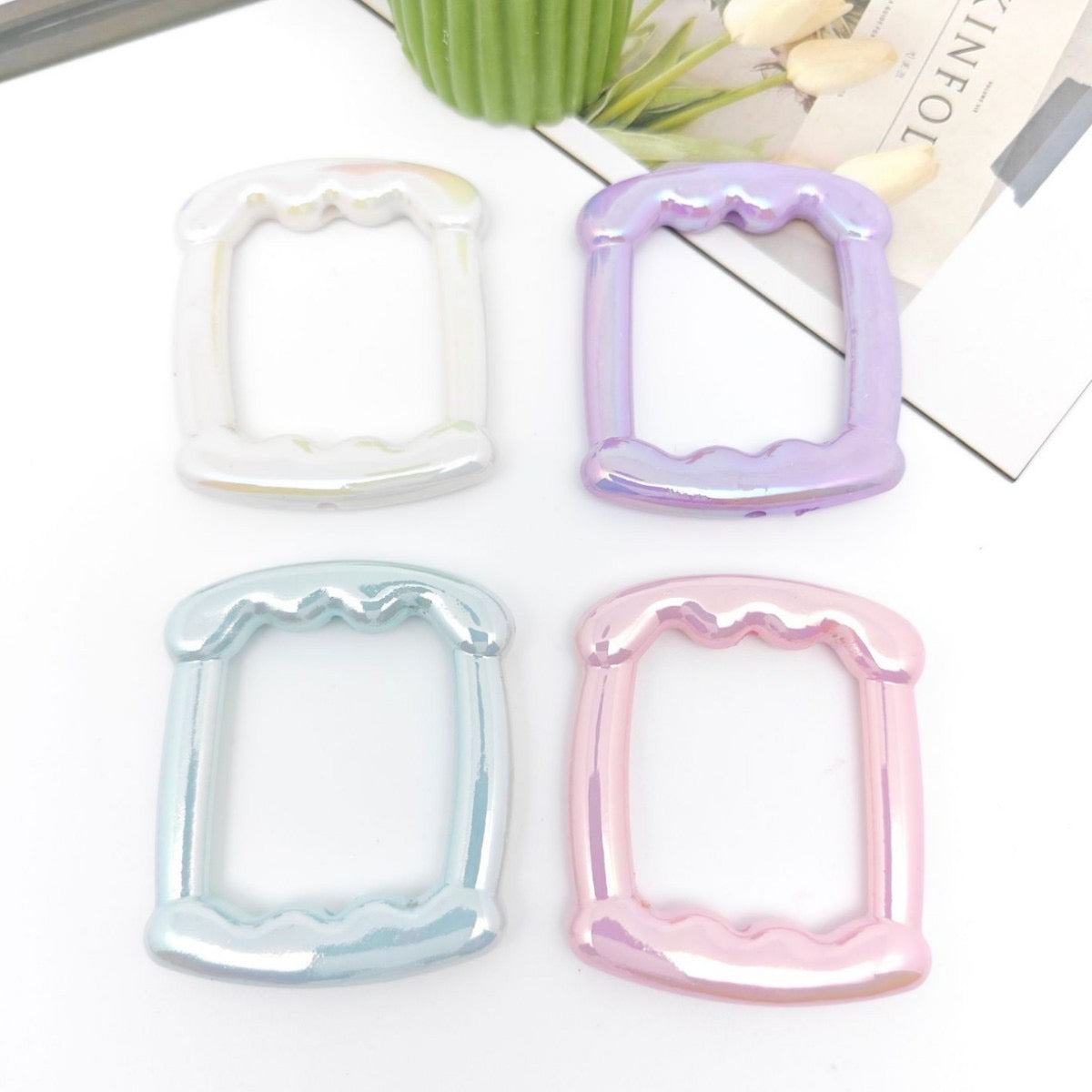 FS0388-53*47MM  Mixed Color Rectangular Frame Fit For Beadspen Beads