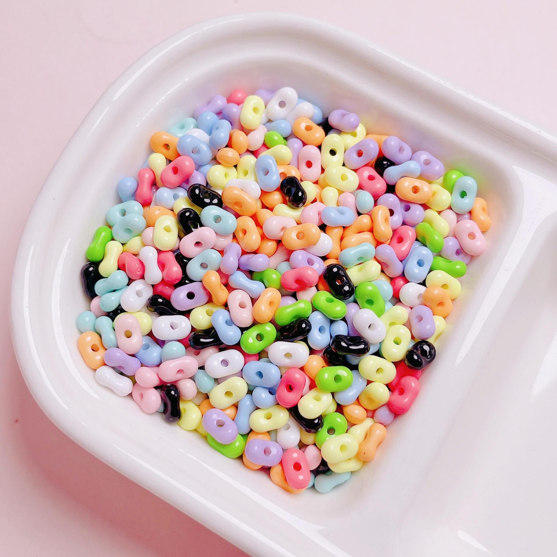 FS1484-3*6MM Solid Color Peanut Beads For Making KeyChain