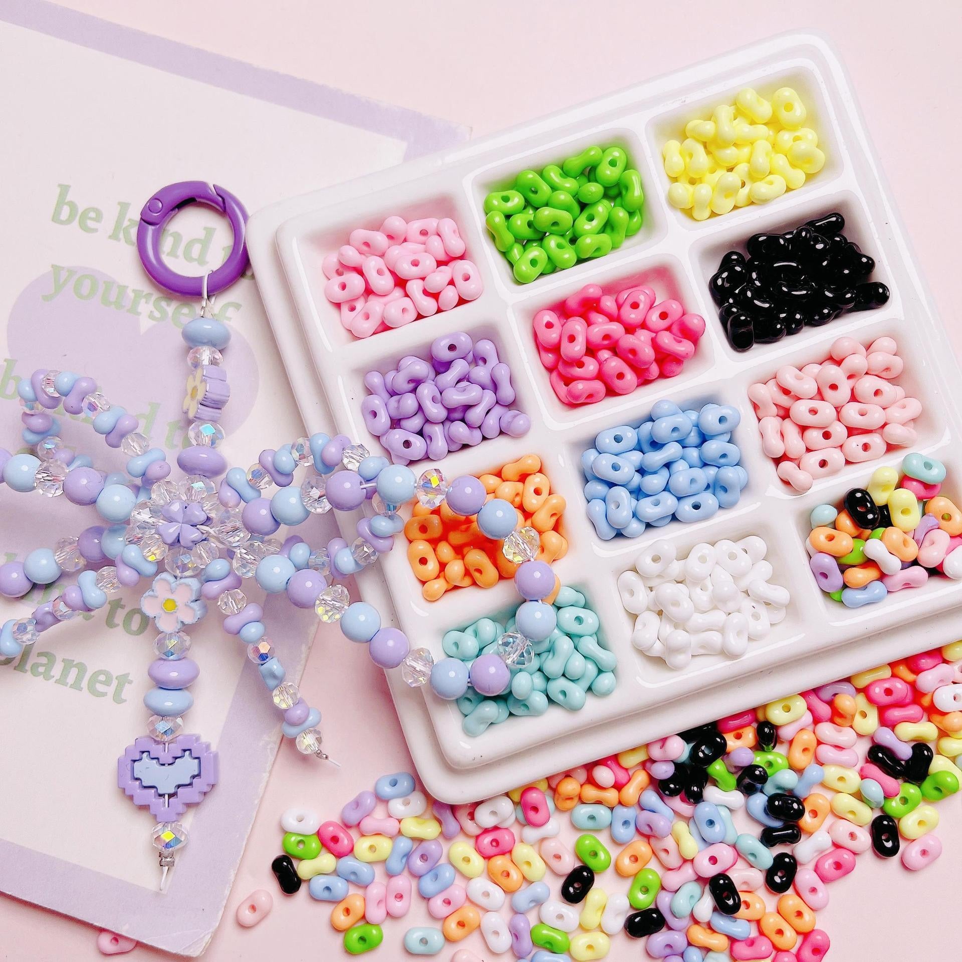 FS1484-3*6MM Solid Color Peanut Beads For Making KeyChain