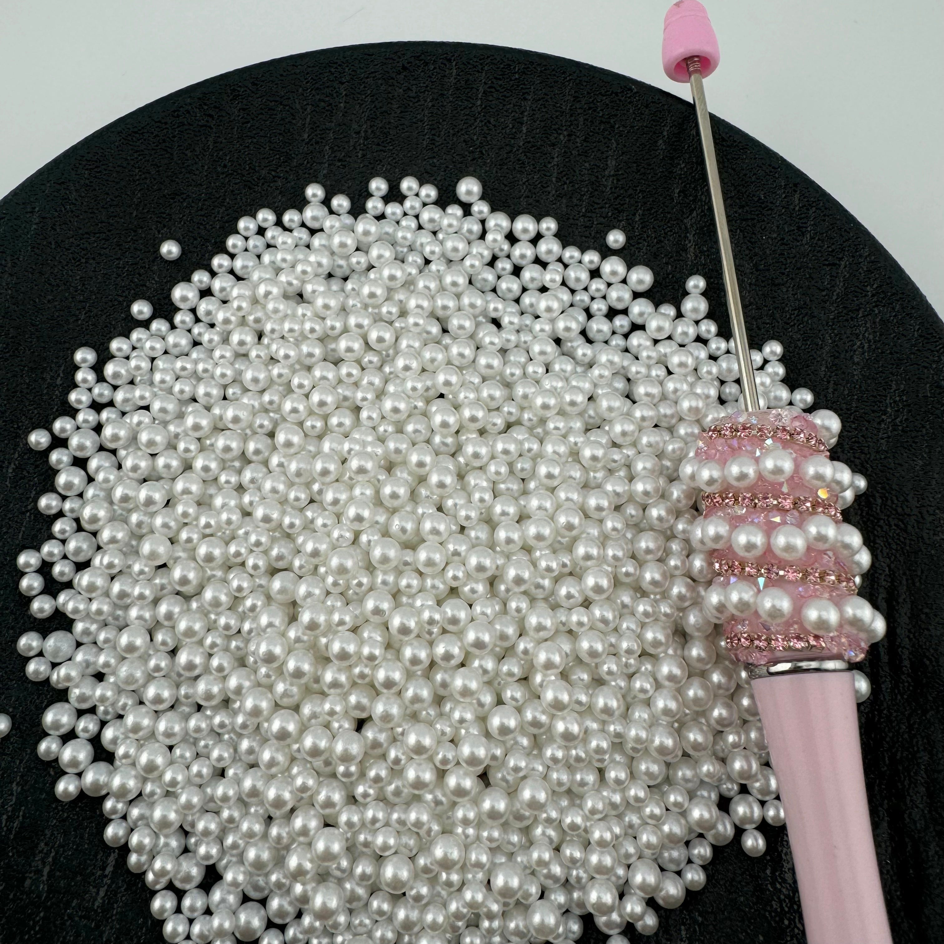 FS1757-3MM&4MM Mixed Pearl Looking Acrylic Beads (No Hole ) For Making Fancy Pen Or Fancy Bead