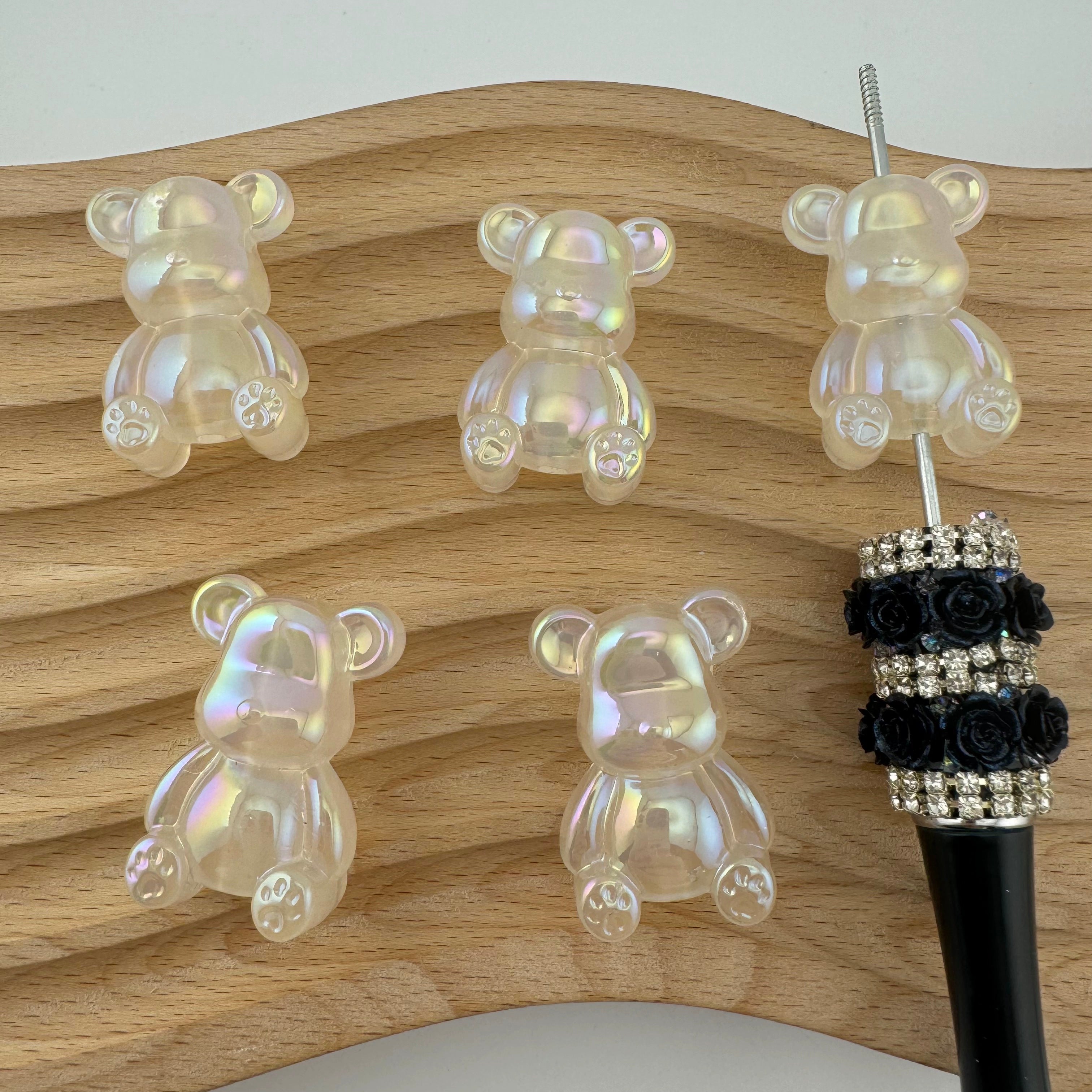 FS1752-Color Changing& Glowing Bear Acrylic Beads Fit For Beadable Pens