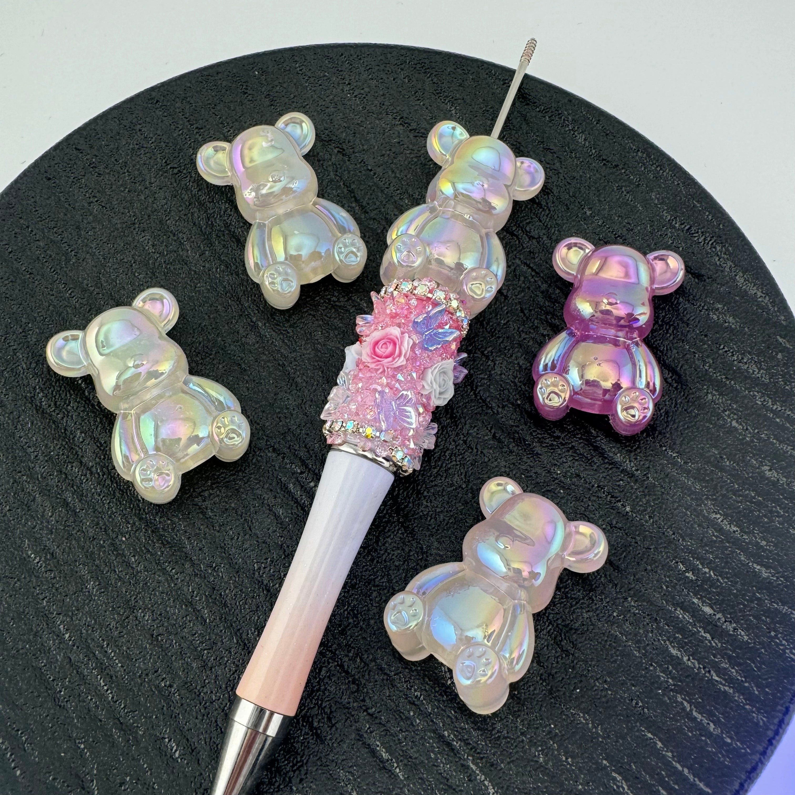 FS1752-Color Changing& Glowing Bear Acrylic Beads Fit For Beadable Pens