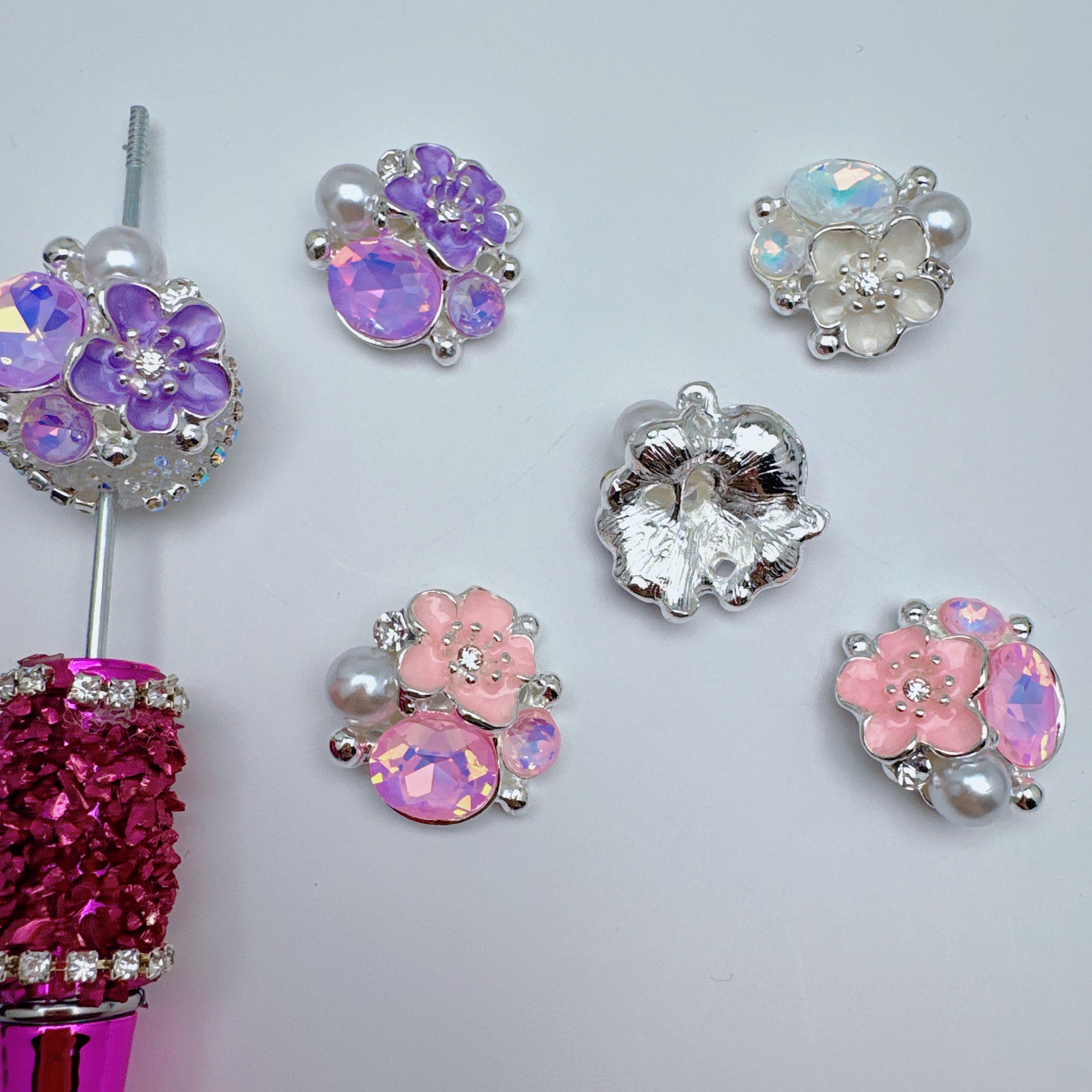 FS4945-Flower Diamond Alloy Charms For Making Fancy Beads