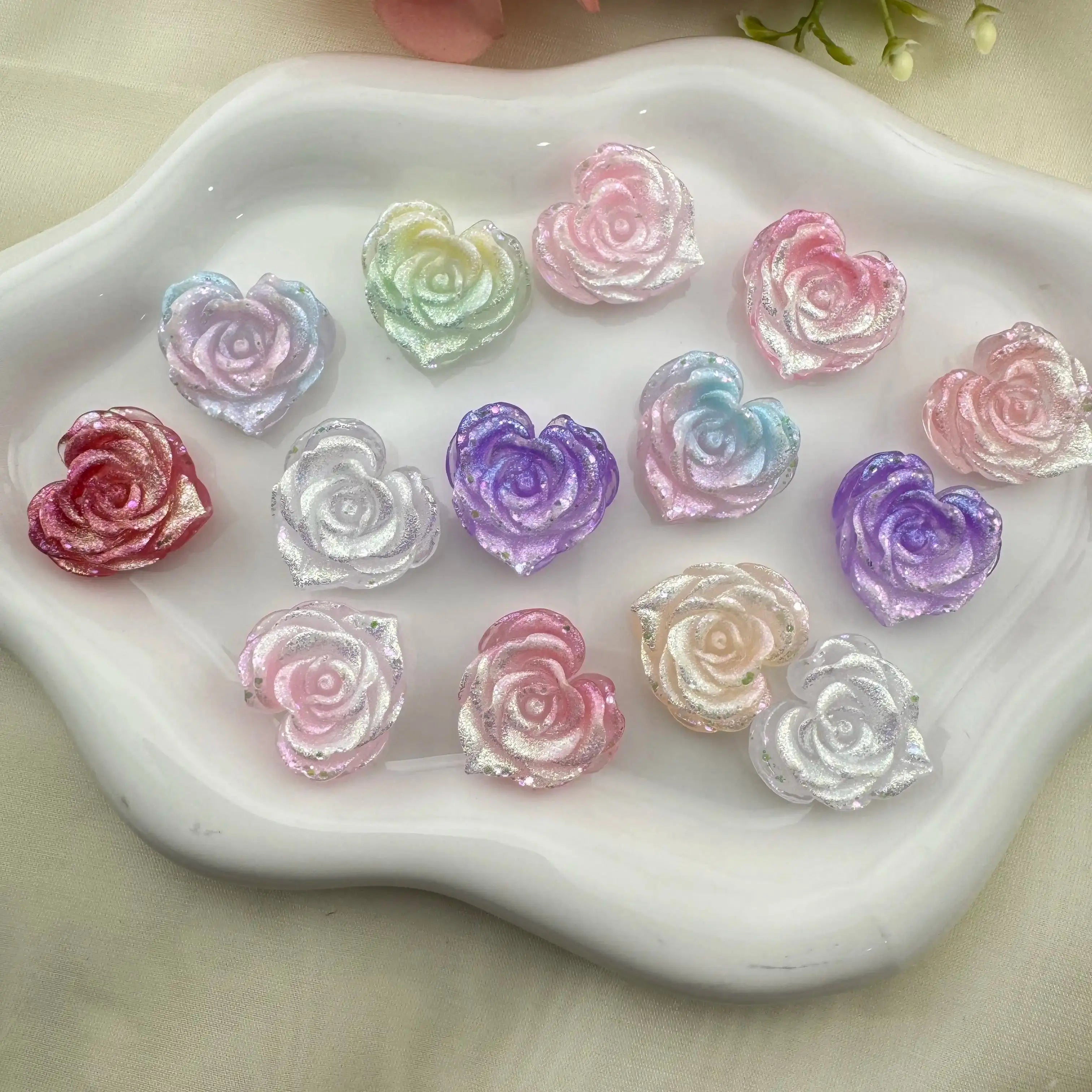 FS6750-23mm Loving Heart Soft Flower Resin Patch Zoe's DIY Shop