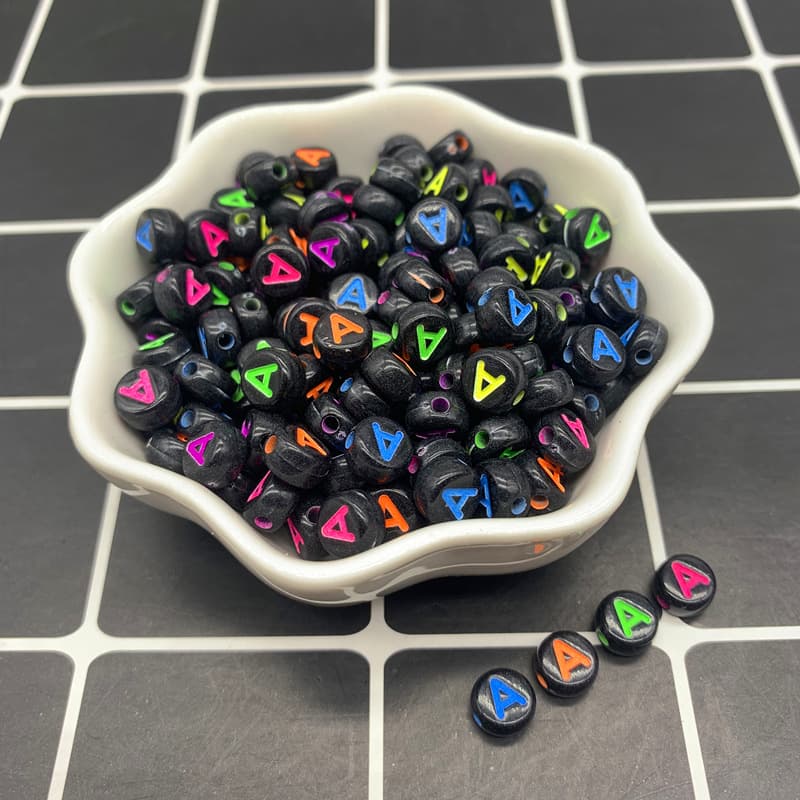 FS6762-4*7MM White Background Colorful Acrylic Letter Beads For Making Bracelets Jewelry Making Zoe DIY Wholesale