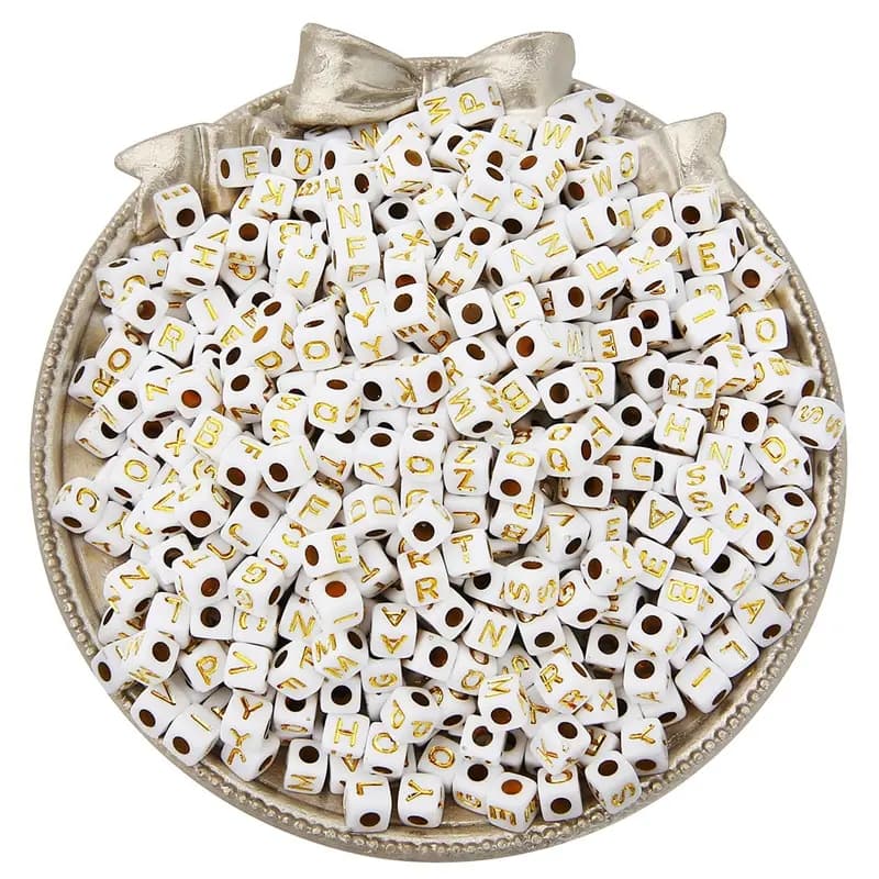 FS6768-6*6MM Square White Background Gold Letter English Alphabet Acrylic Beads for  Jewelry DIY Crafts Bracelets Zoe DIY Wholesale