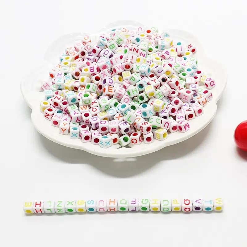 FS6766-6*6MM Square White Background Colorful Letter Acrylic Beads for Jewellery Making Necklaces Bracelets Crafts Zoe DIY Wholesale