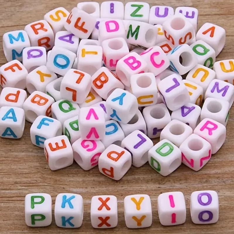 FS6766-6*6MM Square White Background Colorful Letter Acrylic Beads for Jewellery Making Necklaces Bracelets Crafts Zoe DIY Wholesale