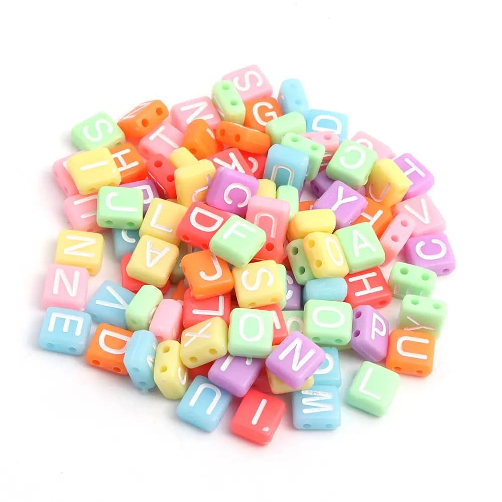FS6774-8MM Double-Hole Acrylic Letter Beads for  Jewelry DIY Crafts Bracelets Zoe DIY Wholesale