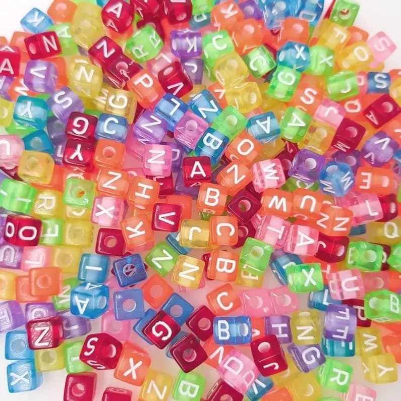 FS6784-5.5*5.5MM Square Black Background Gold English Letter Acrylic Beads DIY Jewelry Bracelet Necklace Keychain Making Zoe DIY Wholesale